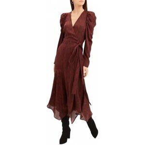 A.L.C. Tianna Silk Midi Wine Red Dress Snakeskin  Size 2